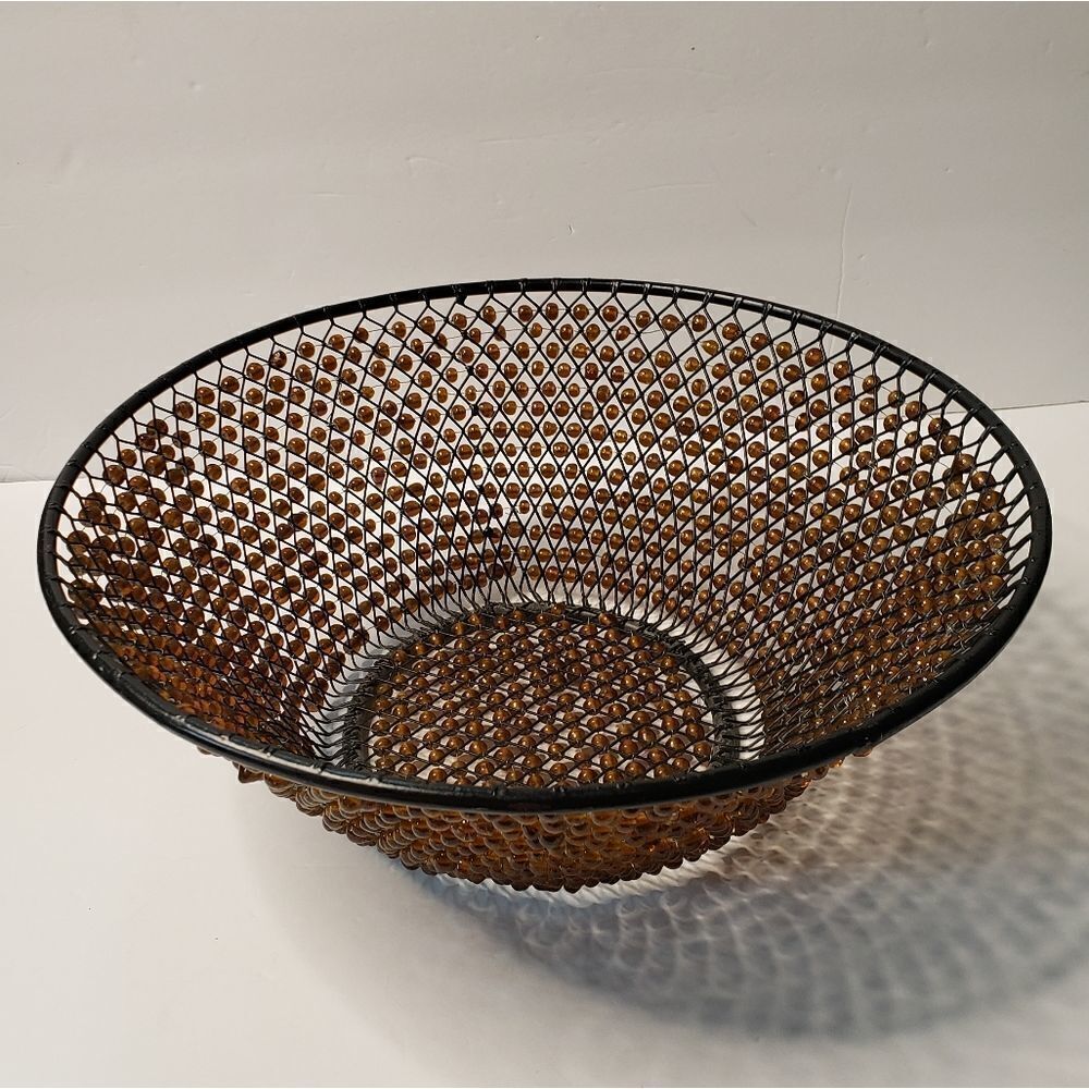 Vintage Metal Beaded Basket